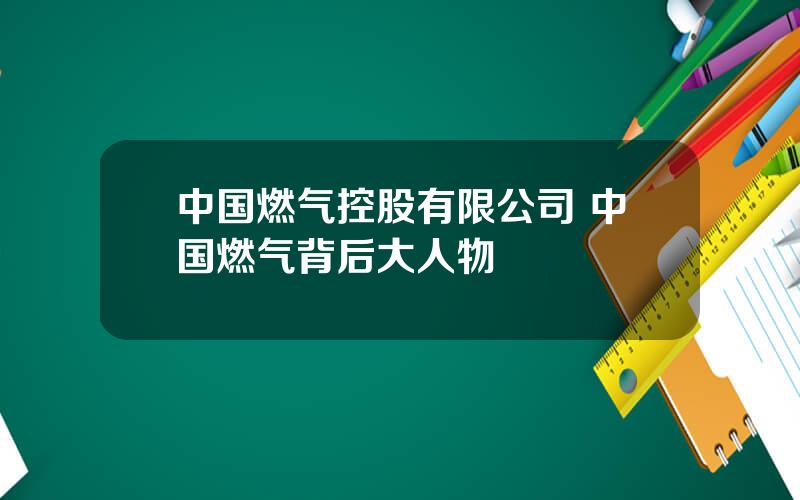 中国燃气控股有限公司 中国燃气背后大人物